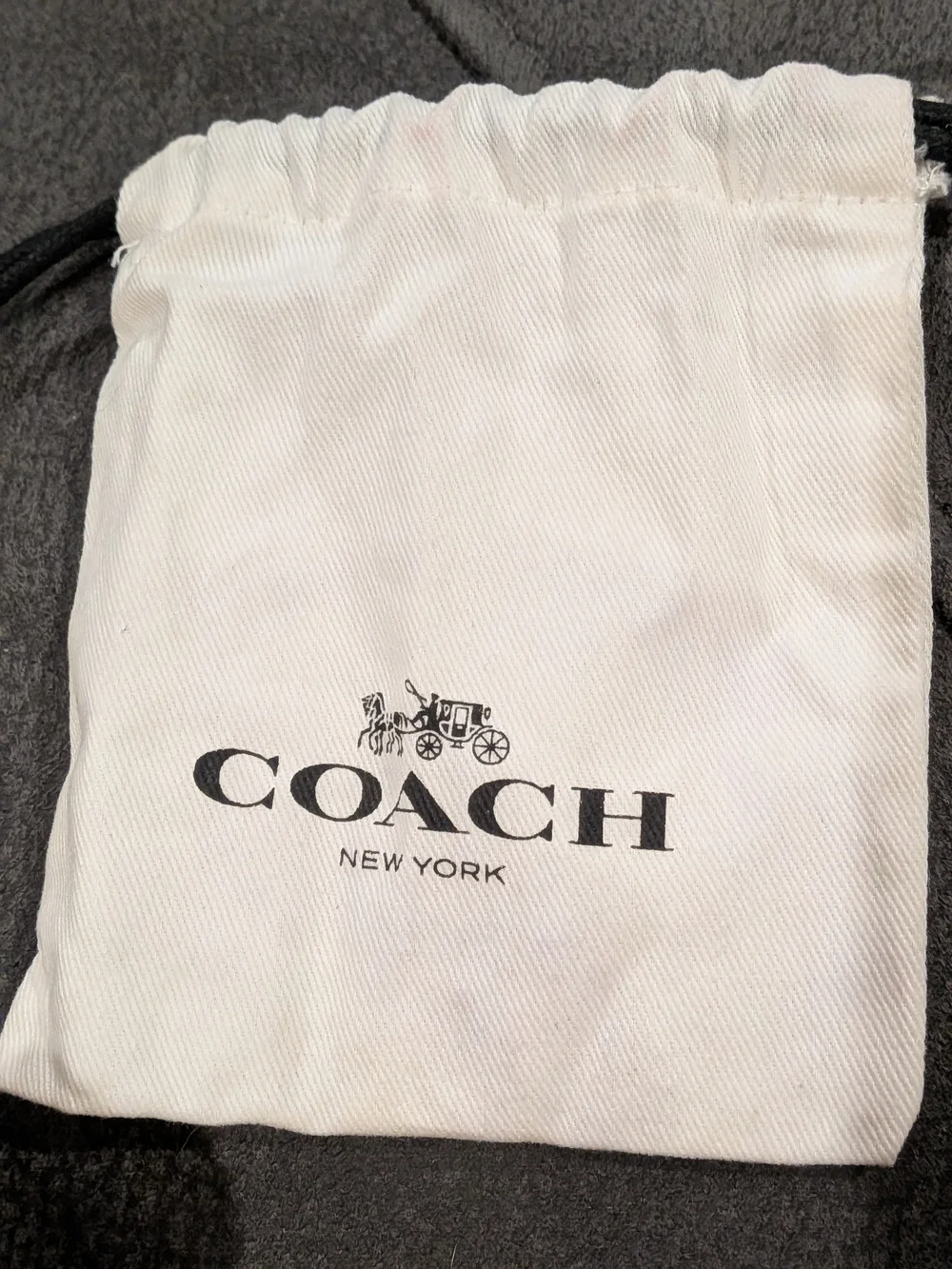 Coach White Drawstring Dust Bag with Black Logo Jewelry